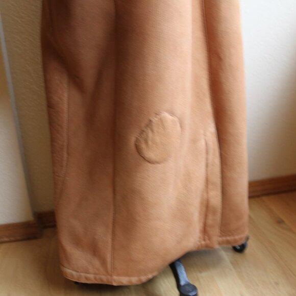 Vintage 80's Tan  Sawyer Napa Ca Women's Shearling Sheepskin Fur Long Coat 16 - Picture 9 of 13